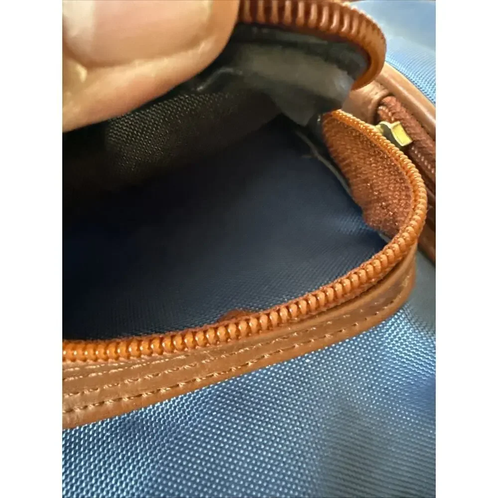 Vtg Albinar Camera Bag 4 Zip Pockets Shoulder Strap Blue/Brown